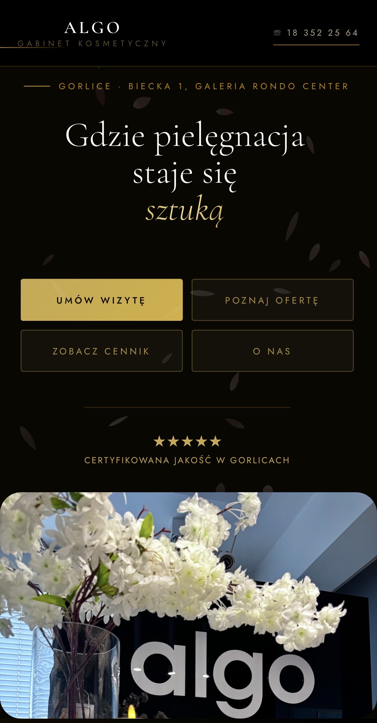 Algo Gabinet — widok mobilny